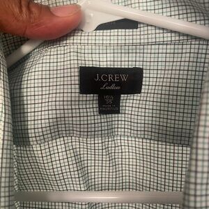 J. Crew Green check design Dress Shirt Sz 16.5 - 35